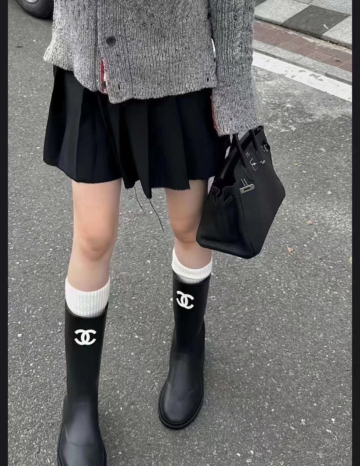 未使用 Chanel/香奈儿 【兔子姐姐】【四季可穿】橡胶双C字母logo雨靴