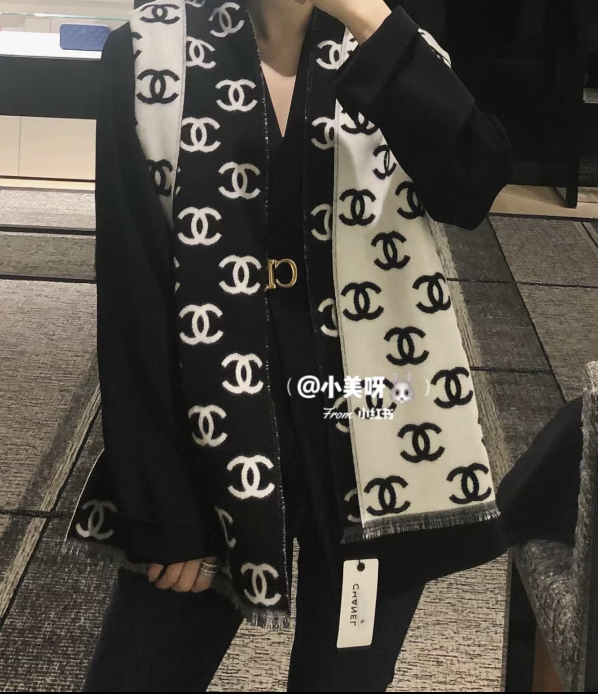 全新未使用 Chanel/香奈儿 【不支持退换 】经典双c满LOGO羊绒围巾