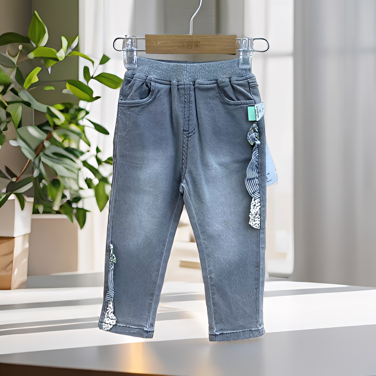 爱麻麻9012803春秋软牛仔裤独特洋气时髦女童装秋季宝宝衣服反季