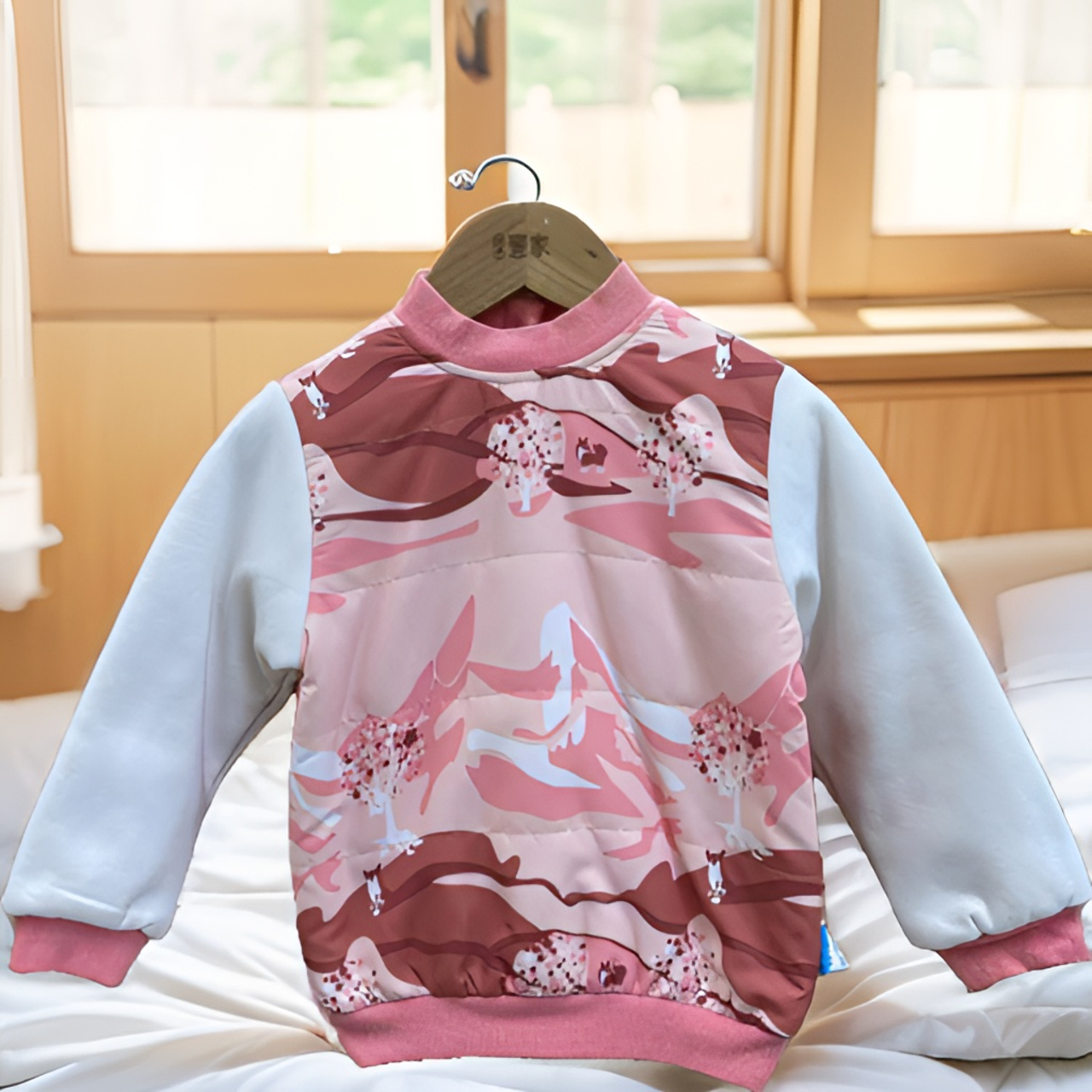 哎麻麻高品质6042107女童加厚夹棉卫衣保暖舒适时尚百搭洋气韩版