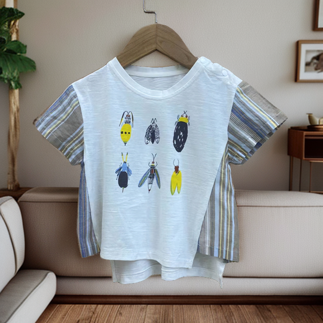 9121155哎麻麻渐变丁达尔风男童全棉针织韩版百搭舒适透气T桖上衣