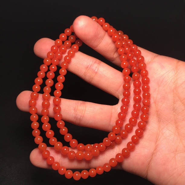 天然云南保山南红冰红卡5mm小米珠佛珠手链项链【多样性发其一】
