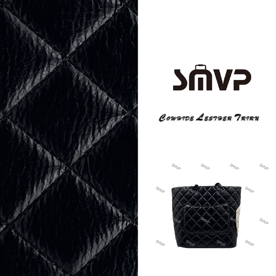SMVP手工真皮女包 小香风黑白包 0252 黑色