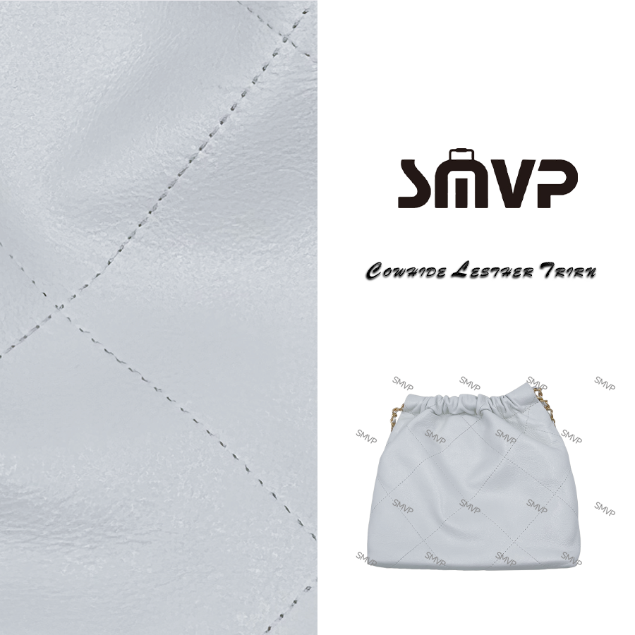 SMVP手工真皮女包 珍珠链条垃圾袋 小号 10228-1 白色