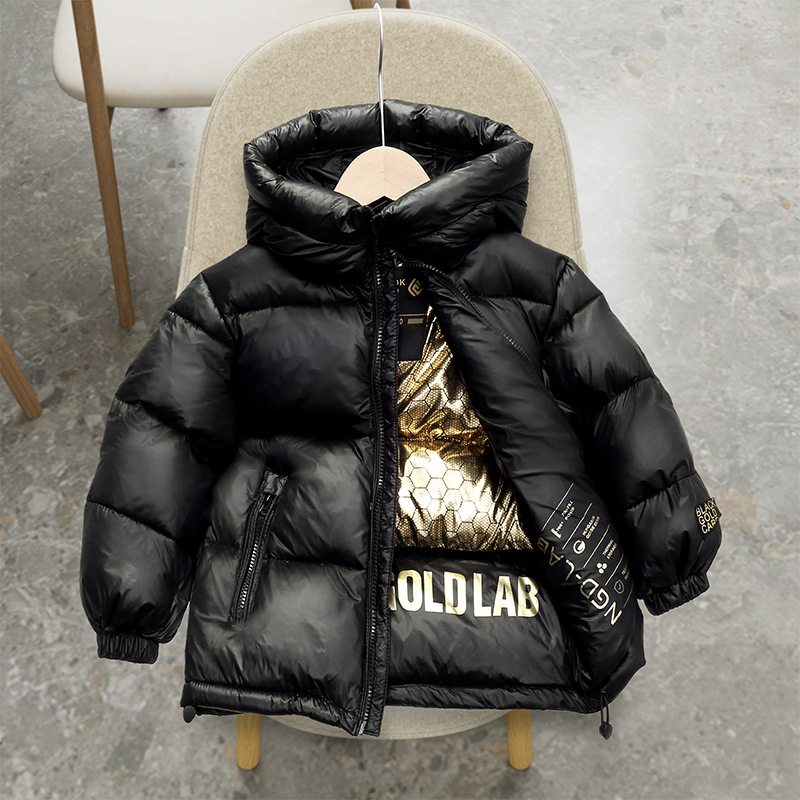 黑金新款儿童羽绒服男童女童加厚面包服中大童洋气冬装保暖外套潮