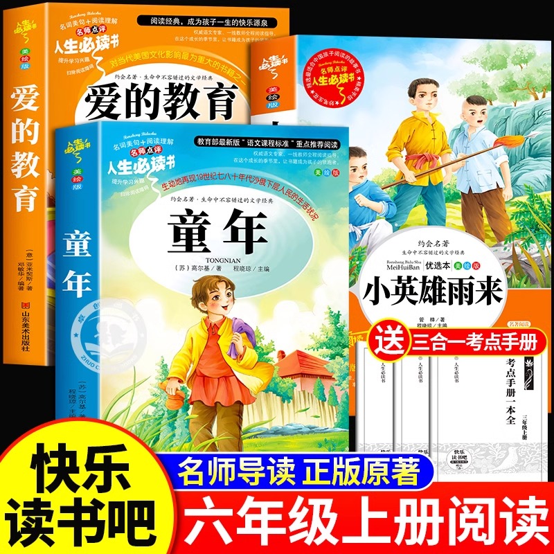 童年爱的教育和小英雄雨来六年级上册必读的课外书快乐读书吧推荐