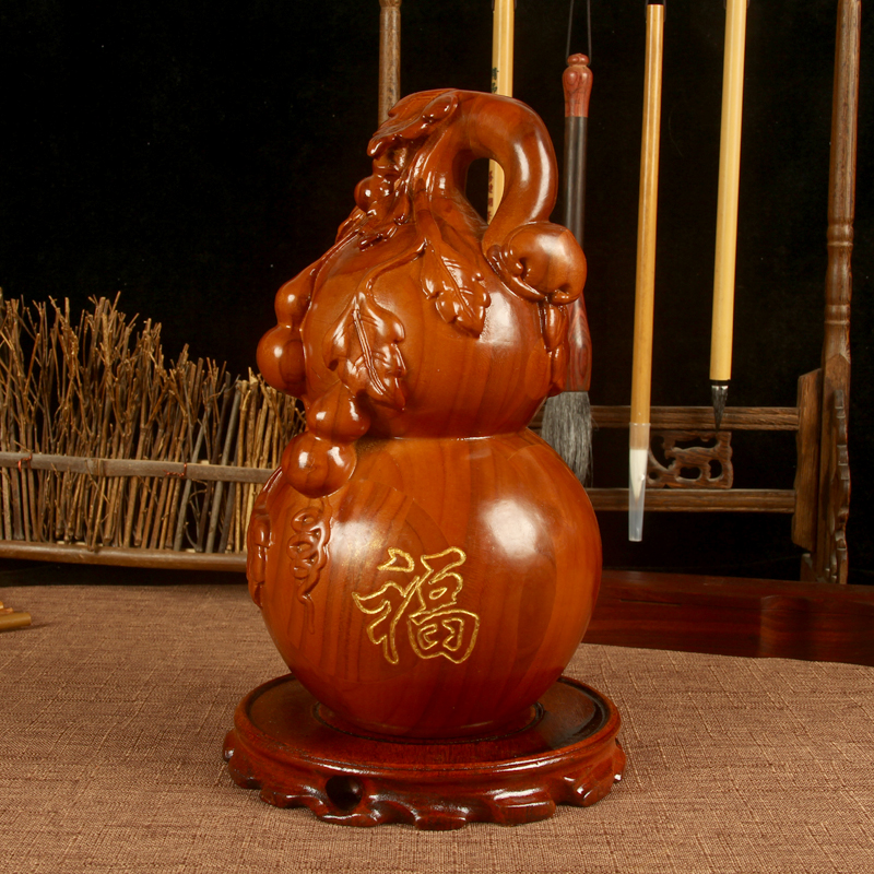 桃木葫芦摆件 福葫芦摆件 新居房镇家桃木葫芦 桃木实木实心摆件