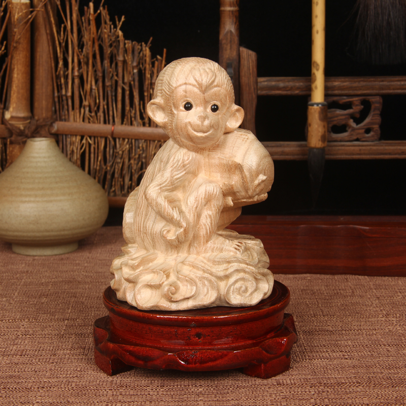 桃木雕刻摆件 桃木生肖精雕摆件  桃木十二生肖 桃木整料雕刻