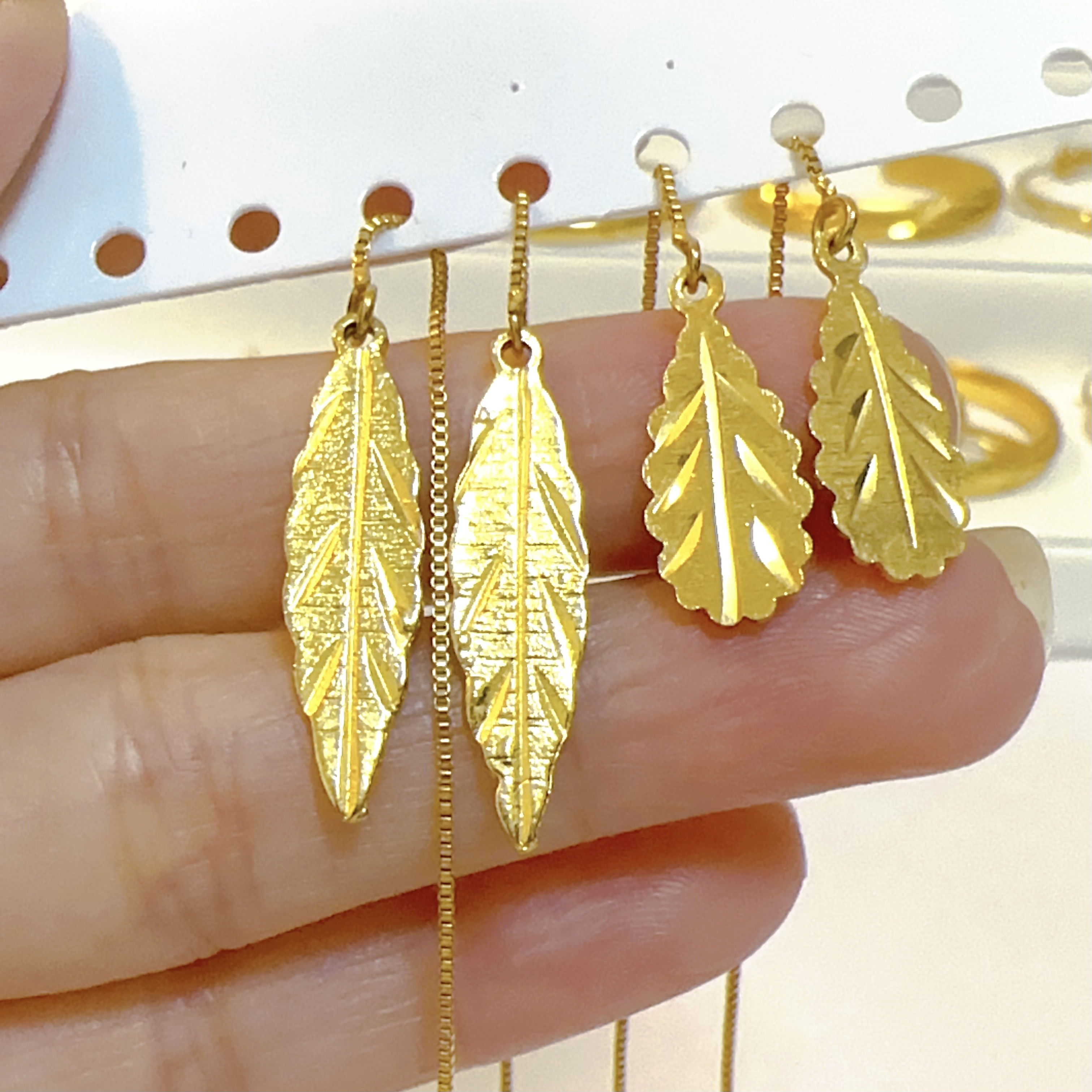 钛钢耳饰 2024新款叶子耳线 时尚气质轻奢百搭金色优雅高级感