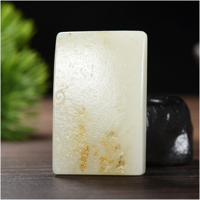 玉石缘【平安无事牌40g】新疆和田玉满皮精品玉牌男女款挂件