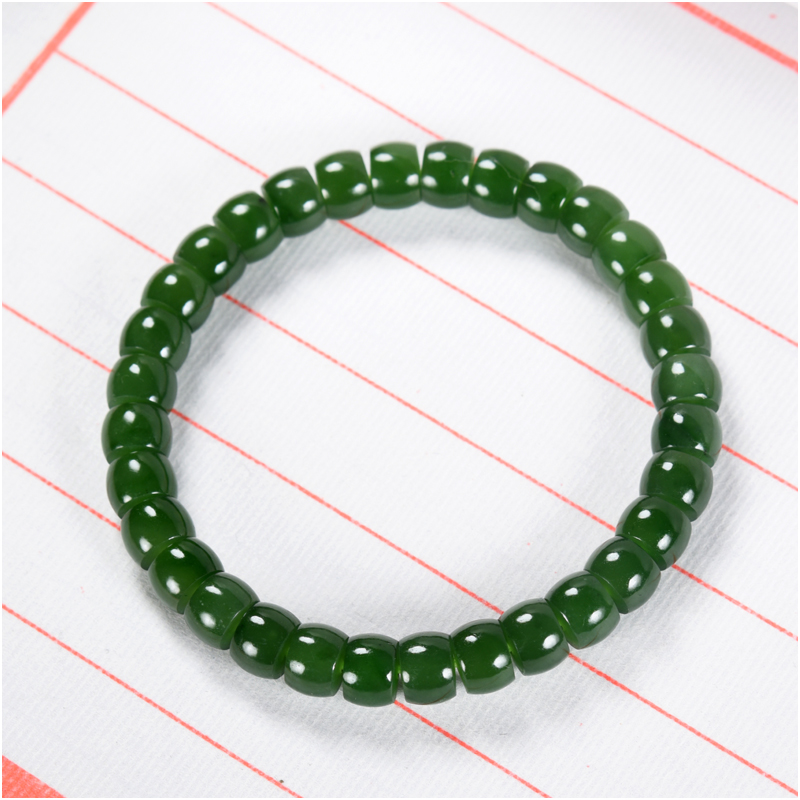 玉石缘【老型直切手串8mm】和田玉碧玉颗颗精选精品男女款手链