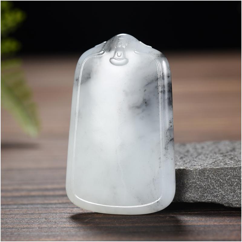 玉石缘【平安无事牌30g】新疆和田玉青花精品男女款挂件吊坠