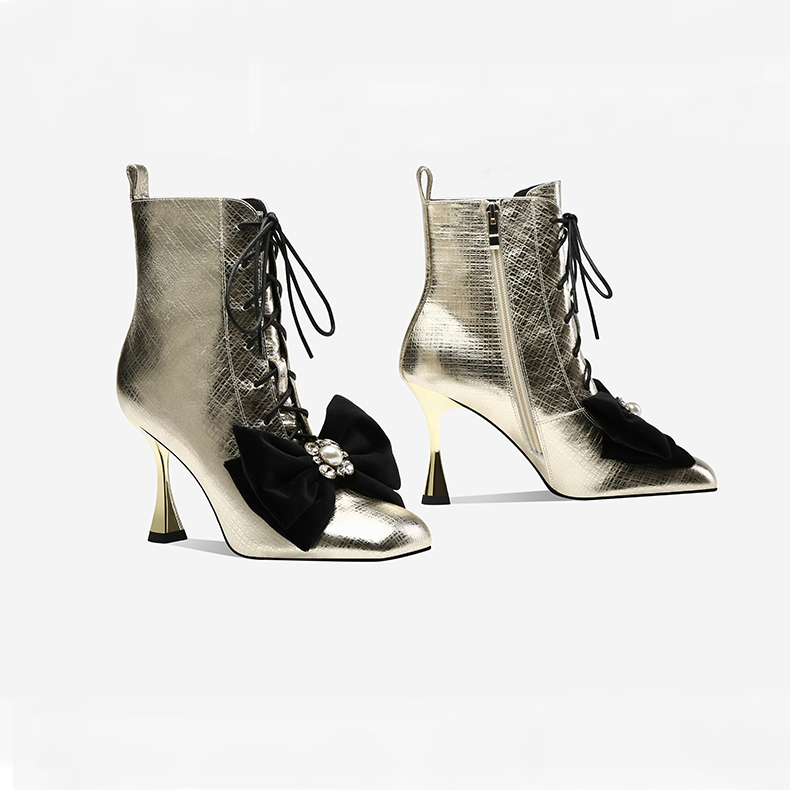 气质真皮细高跟短靴女2025秋冬季轻奢时尚绒里细跟设计师高跟鞋子