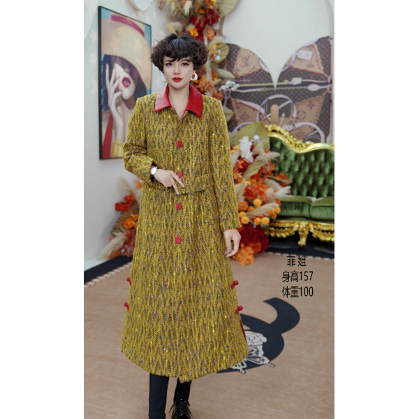 2753-J   时尚气质复古中长款宽松冬季大衣外套