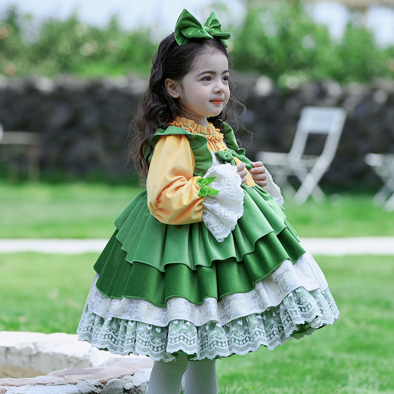 2024秋冬新款女童洛丽塔Lolita公主裙万圣节丝绒连衣裙女宝裙子