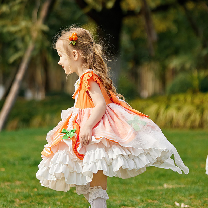 枝芽童装2025春夏新款洛丽塔童装女童无袖背心蓬蓬裙儿童连衣裙
