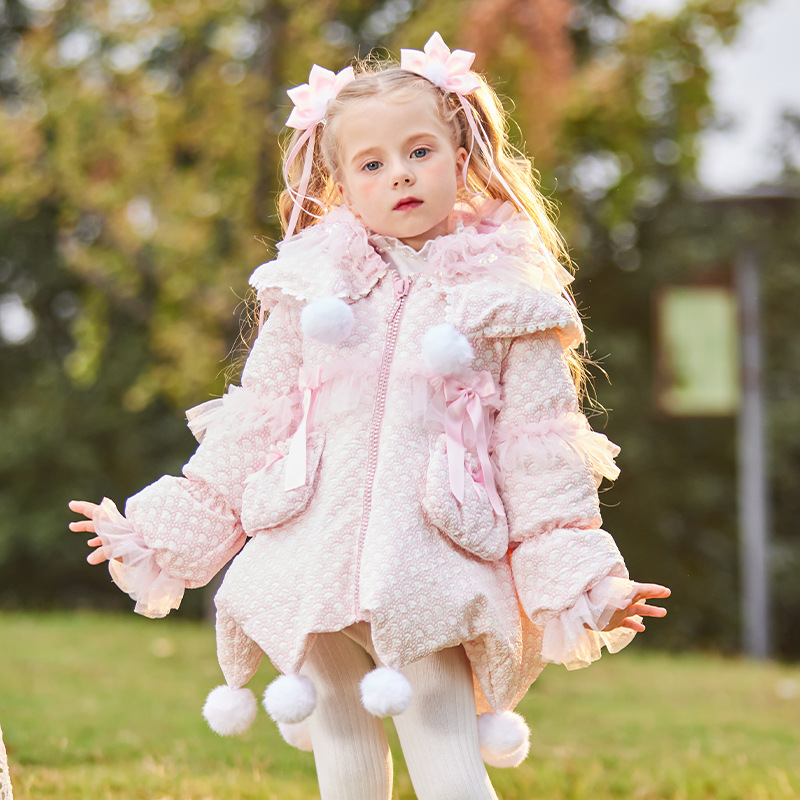 枝芽原创2024秋冬新款90白鸭绒女童轻薄羽绒服儿童可爱中长款外套