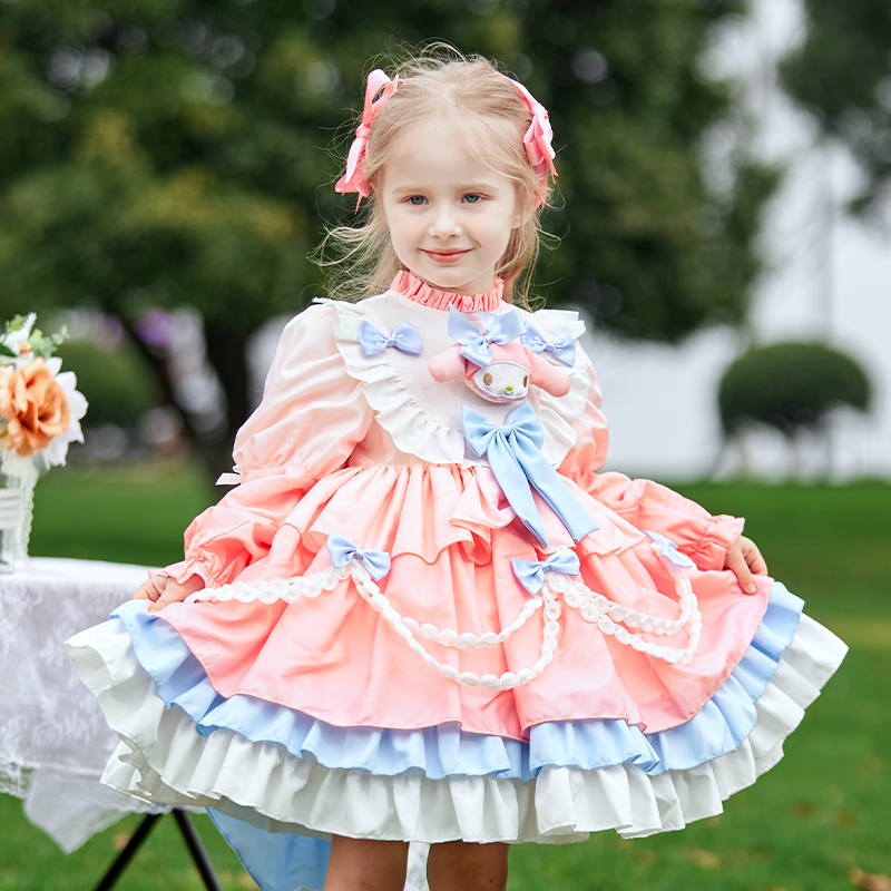 枝芽童装2024春季新款女童渐变色洛丽塔Lolita蓬蓬裙重工公主裙