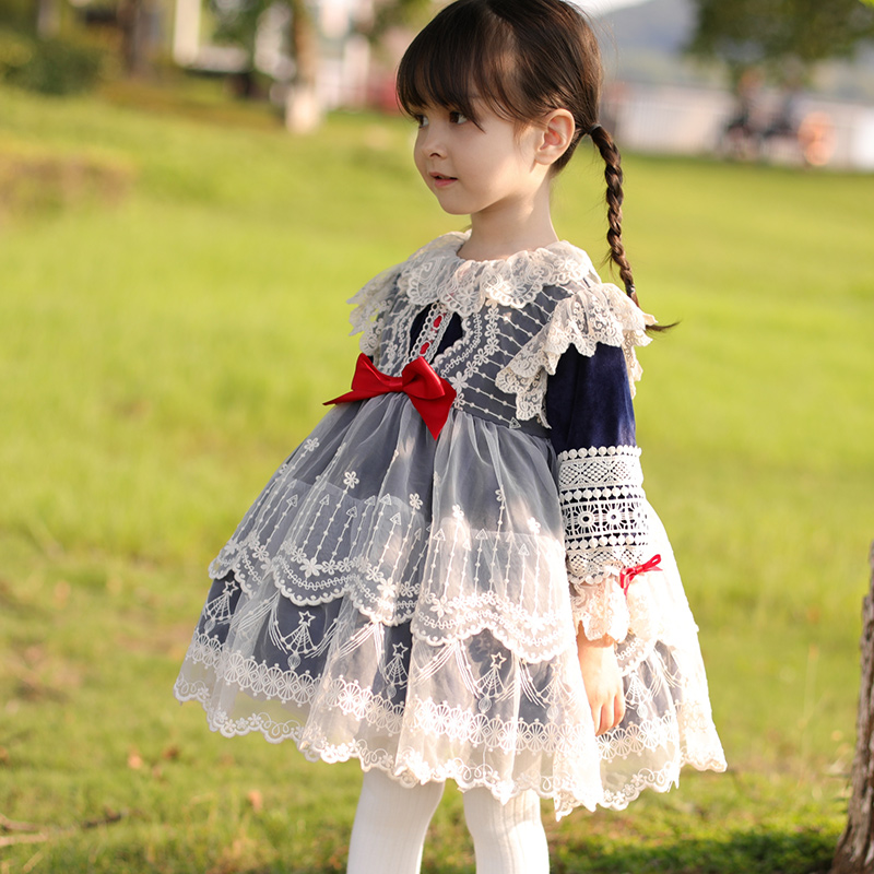 秋冬新款女童蕾丝公主裙2025品牌童装丝绒连衣裙洛丽塔Lolita裙子