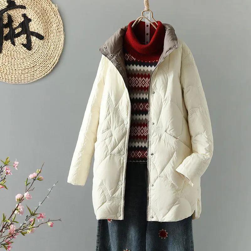 波士顿轻薄羽绒服女中长款小个子2023款上档次白鸭绒轻便薄外
