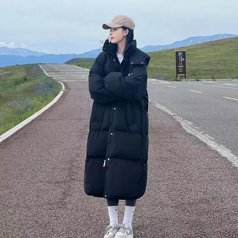 波士顿羽绒服冬季长款羽绒服面包服外套女韩版宽松过膝休闲保暖厚