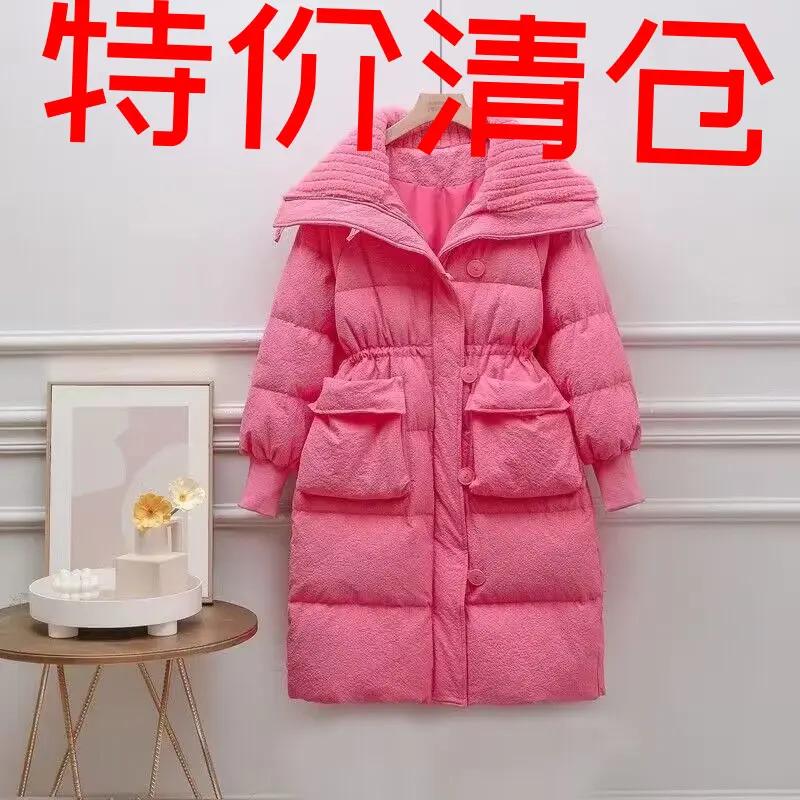 波士顿【泡泡格】中长款棉衣欧洲站羊羔毛大翻领羽绒羽绒服女冬季