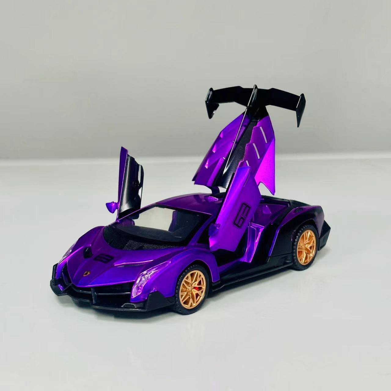 1:32合金声光兰博基尼毒药回力跑车模型三开门