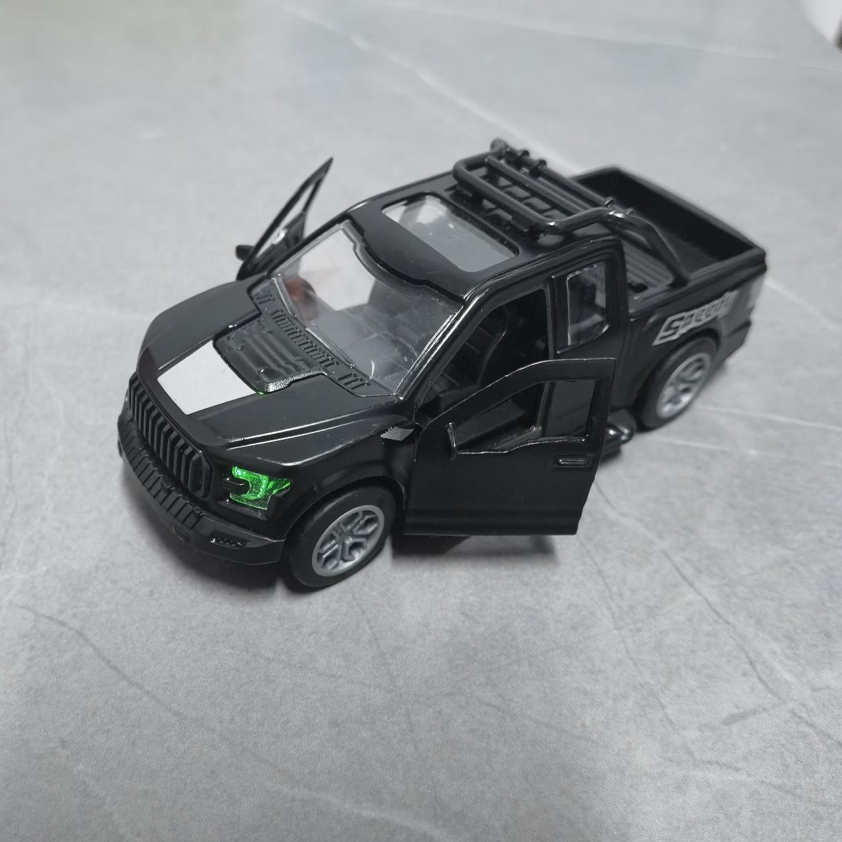 合金声光皮卡车双开门模型车回力车玩具小车