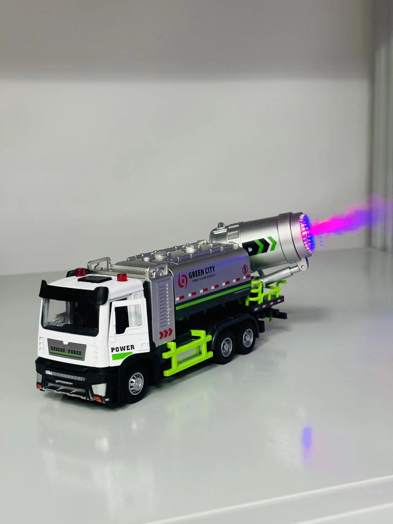 合金工程抑尘喷雾车仿真车模回力车