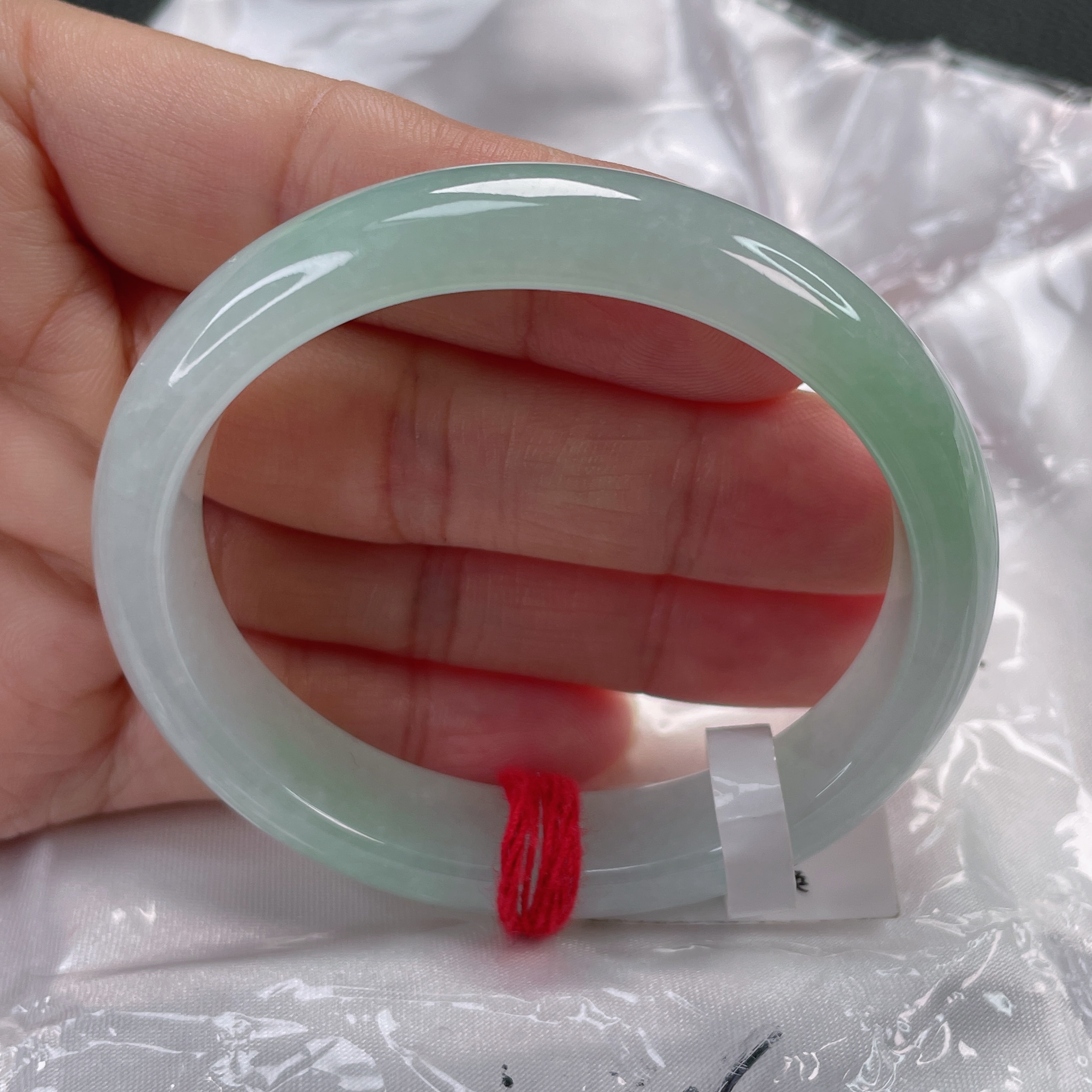 1811缅甸天然翡翠53圈冰润飘绿贵妃手镯时尚百搭少女款精美玉手镯