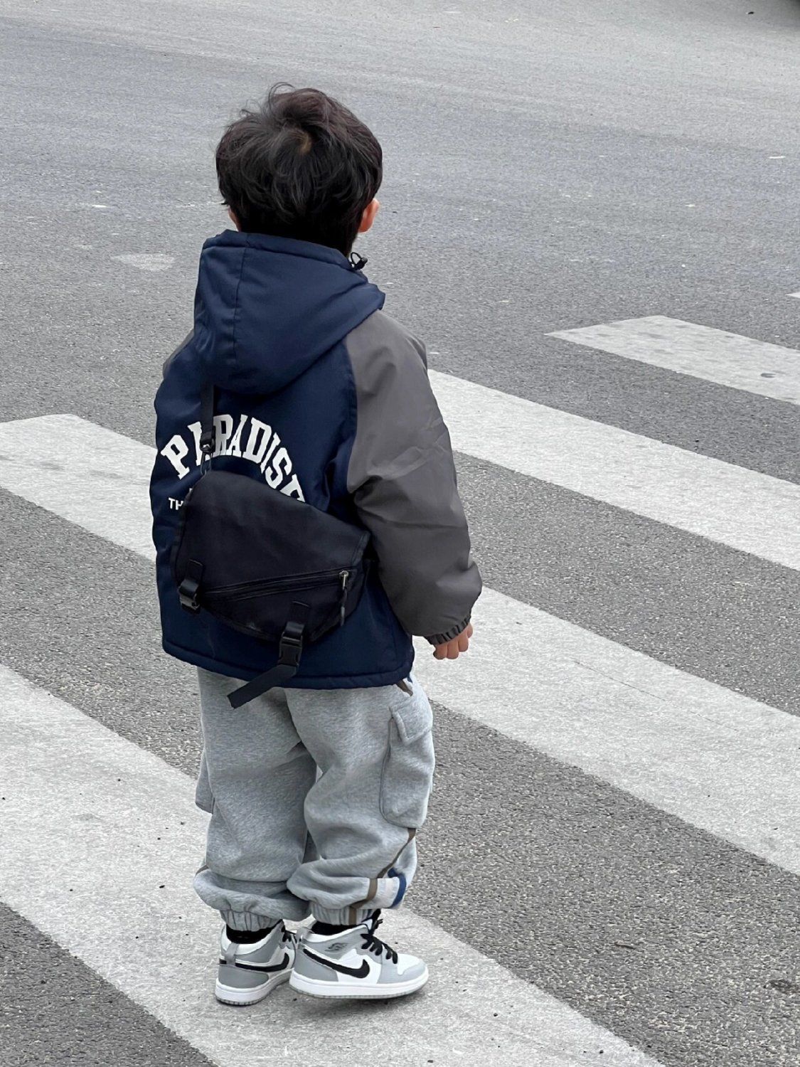 日系潮牌男童夹棉加厚外套山系风冲锋衣保暖连帽棉服裤子潮