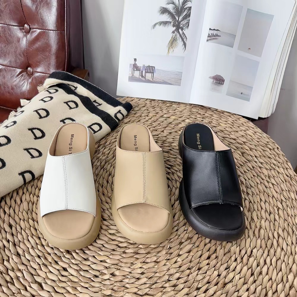 2516新款一脚套露趾舒适百搭矮跟凉拖鞋