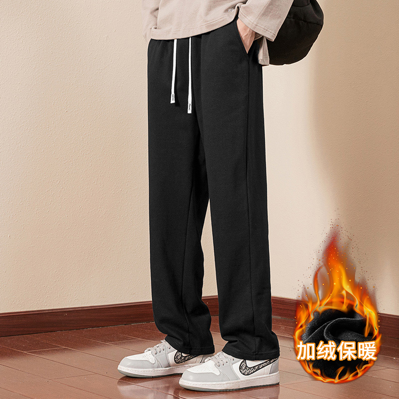 俞兆林95%棉5%氨纶加绒男士秋冬休闲直筒纯色多色宽松运动长裤子