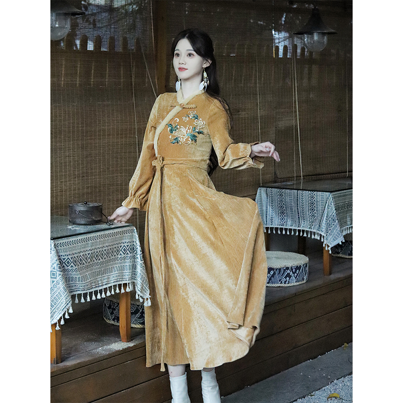 瑶西【金昭玉粹】新国风长袖裙子女装2024秋冬新款爆款高级感连衣裙