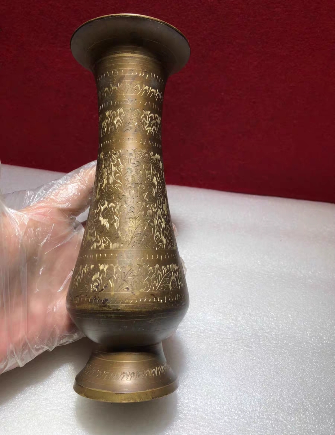 铜花瓶一个，古朴厚重包浆圆润收藏佳品实物拍摄