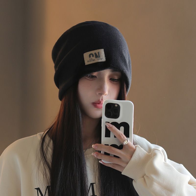 堆堆帽女秋冬网红款帽子套头帽百搭月子帽头围包头显脸小日系冷帽