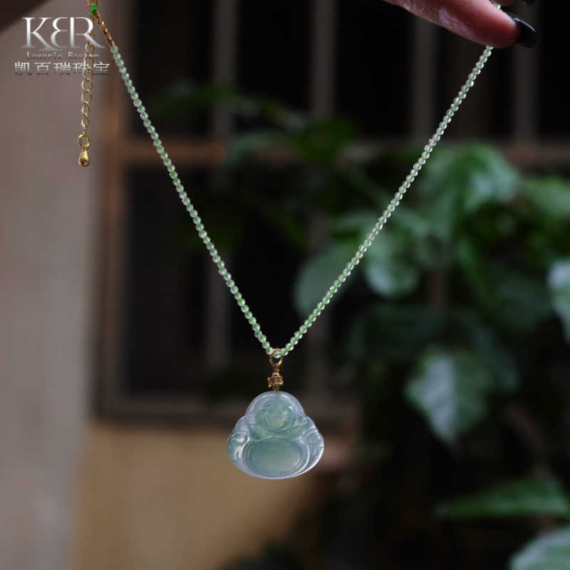 天然A货翡翠佛公加葡萄石项链套装/单套KBR0805002