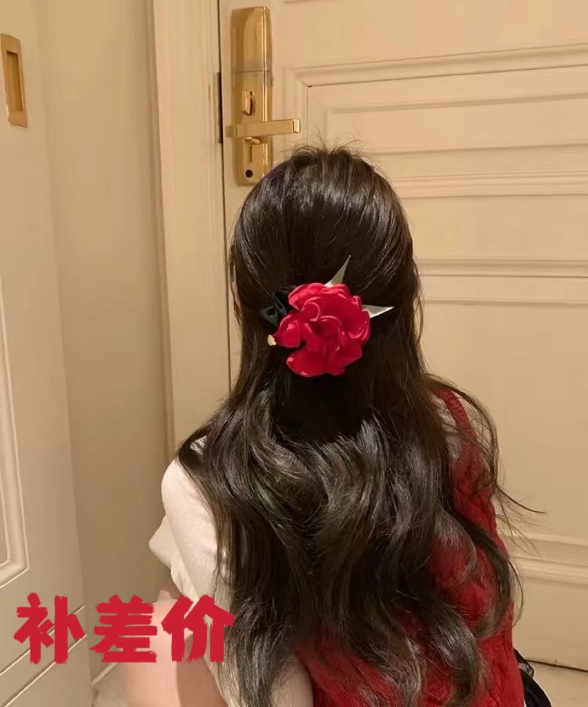 超仙甜美优雅发圈气质红色古风韩式发圈发夹（补差价）