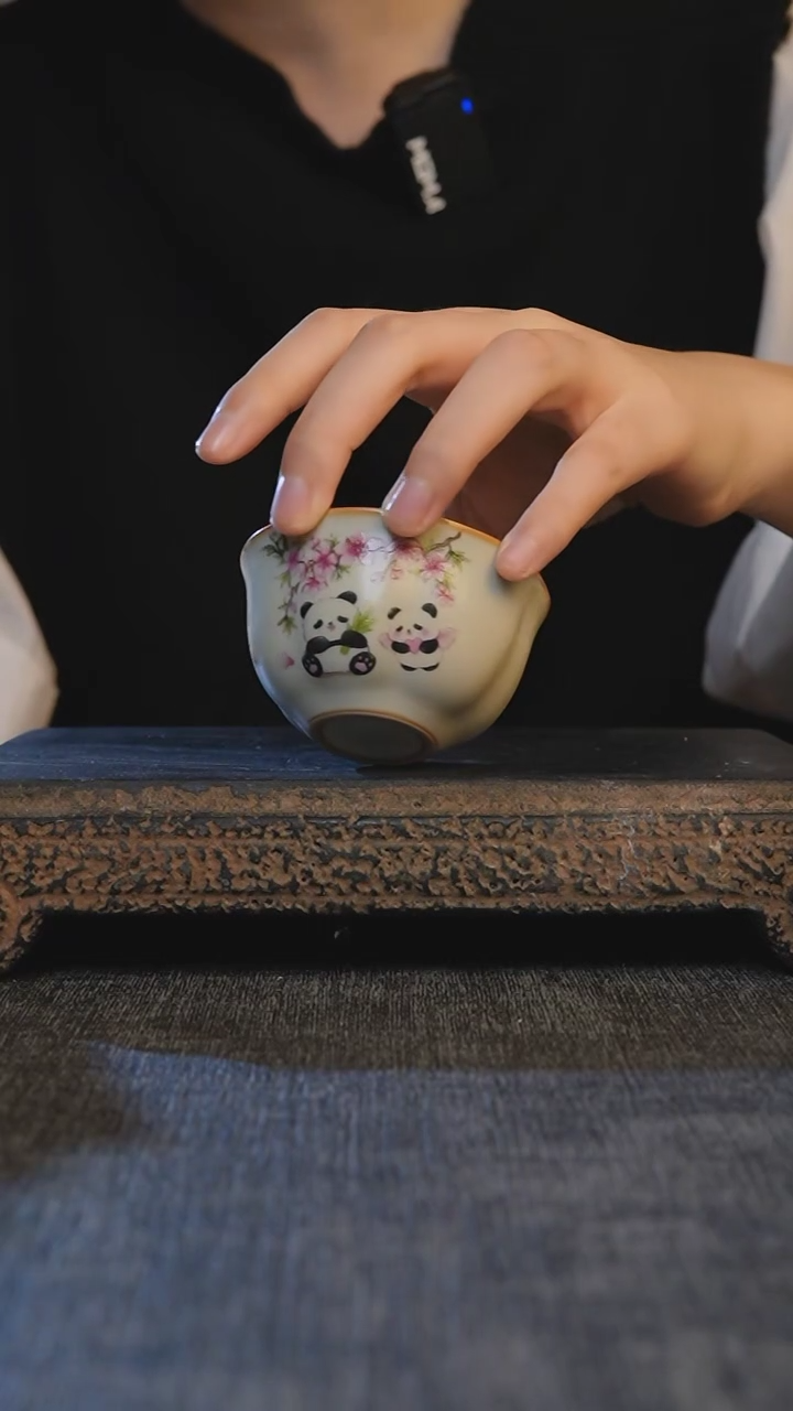 【闪购商品】A幸福熊猫花口杯@@D0362