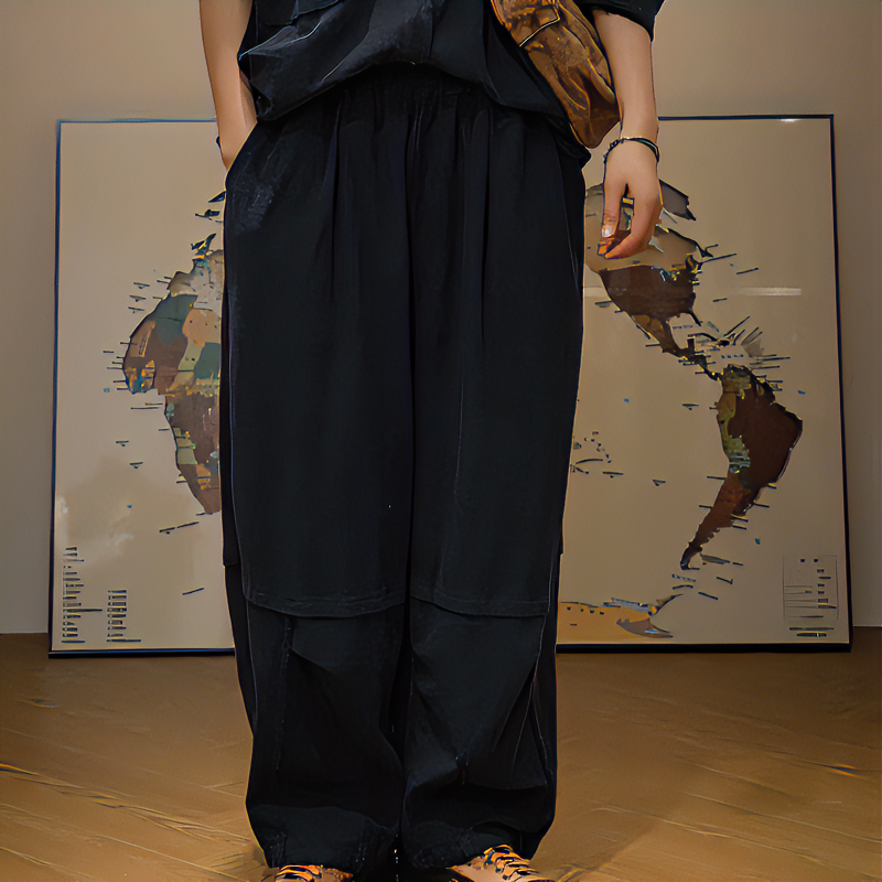 疯子张24新款复古针织卫裤棉百搭纯色休闲宽松裤08214