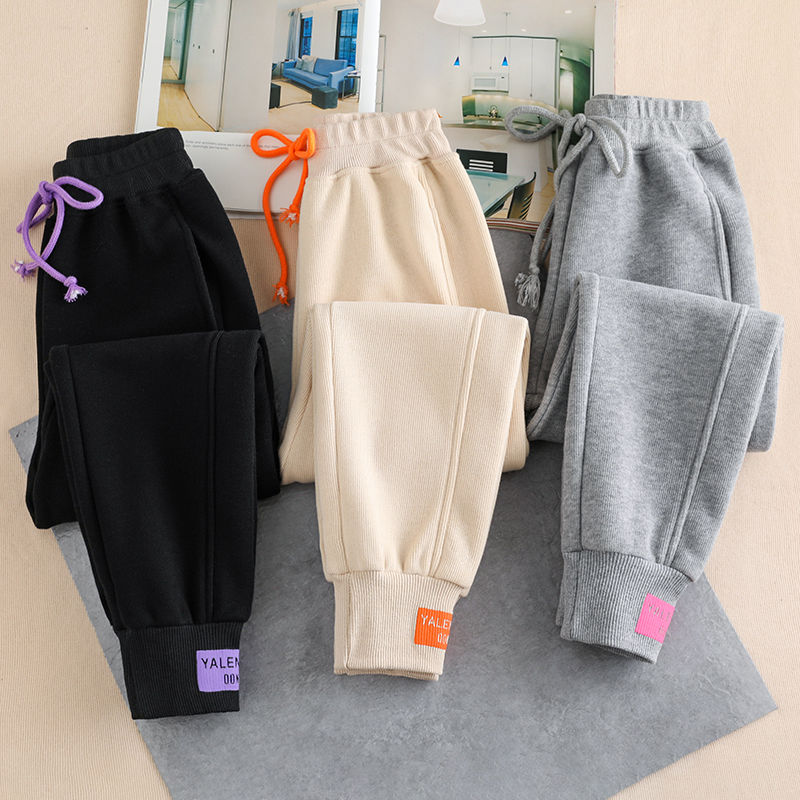 女童运动裤秋冬一体休闲中大儿童新款裤子加厚女孩卫裤加绒冬外穿