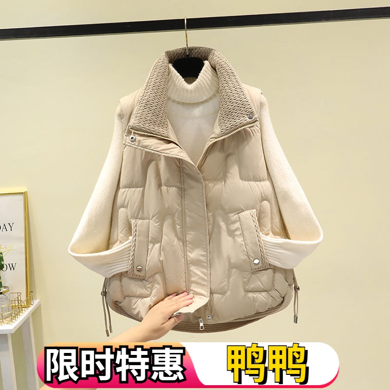 鸭鸭2023新款羽绒服马夹女宽松韩版秋冬季羽绒马甲短款立领背心外