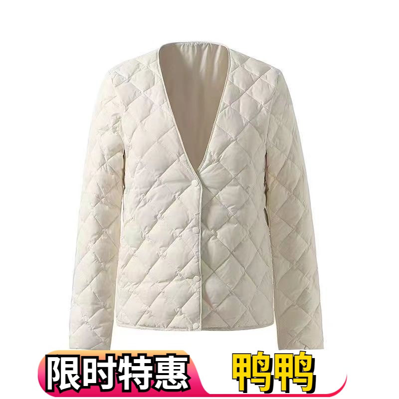 鸭鸭2023新款内搭v领大衣羽绒服新款轻薄羽绒服内搭修身保暖打底