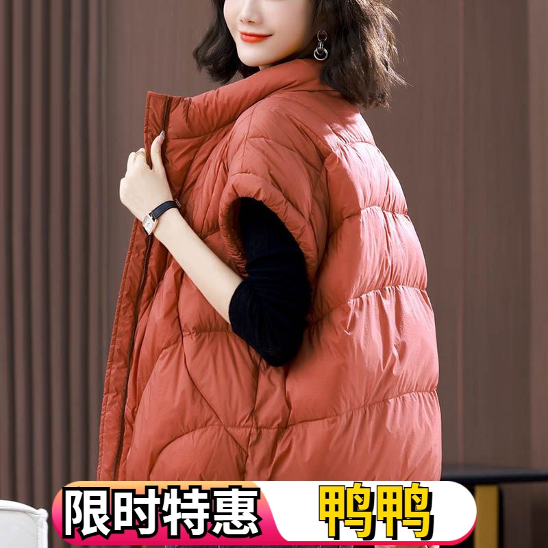 鸭鸭2023冬季新款时尚羽绒羽绒服马甲女减龄立领马夹显瘦保暖背心