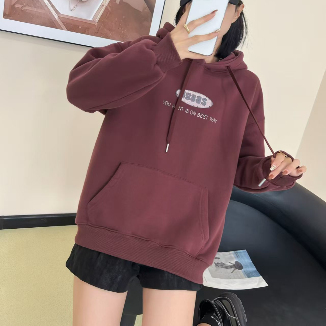 【棉花糖】1988S连帽加绒女士卫衣9011