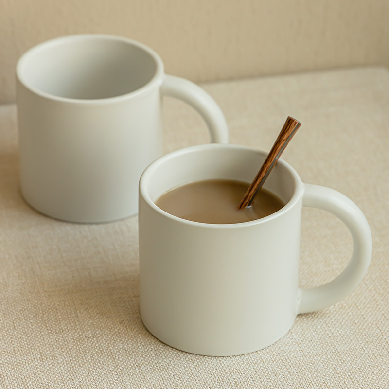 YE HOME 9.9两个纯色马克杯家用喝水杯大容量杯子漱口杯陶瓷茶杯