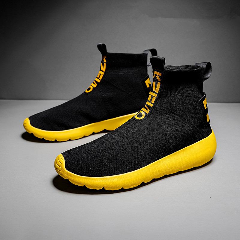 男鞋新款男士时尚透气运动休闲鸳鸯潮鞋高帮袜子鞋