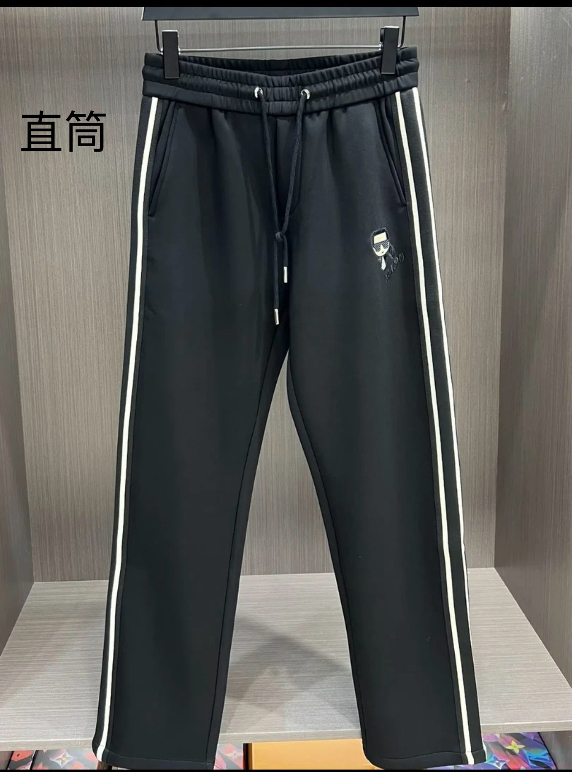 6直筒秋2冬天加绒小老头刺绣厚款秋冬男士欧货时