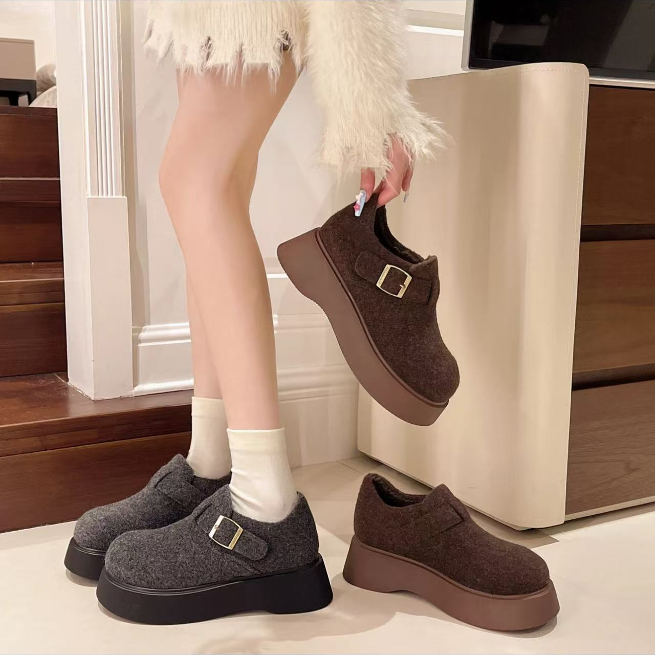 2024年新款冬季加绒时尚百搭保暖呢子博肯鞋M119-10