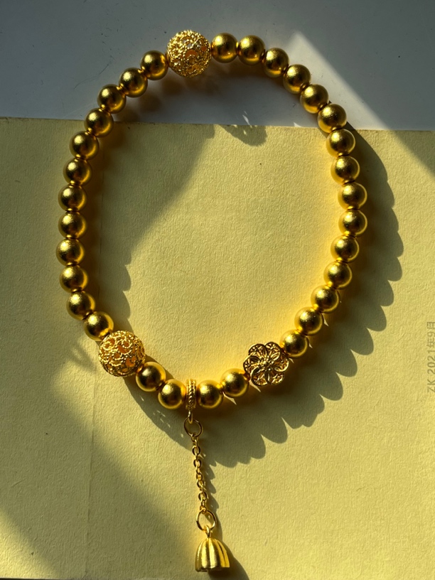 古法足金999藏蕴莲蓬缕空手链轻奢时尚